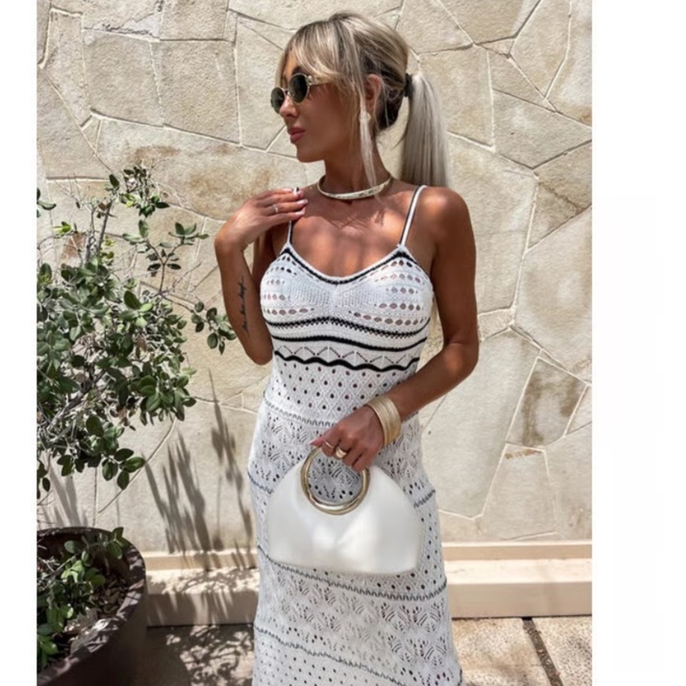 Olive + Oak  White Crochet Dress